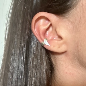Triange earcuffs | Ασήμι 925 χειροποίητα σκουλαρίκια ear cuffs - ασήμι 925, δάκρυ, μικρά, φθηνά - 3
