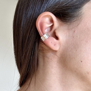 Hollow ear cuffs | Ασήμι 925 χειροποίητα σκουλαρίκια ear cuffs - ασήμι 925, μικρά, επιπλατινωμένα, φθηνά - 2