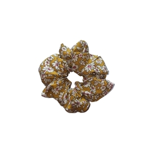 makeba handmade floral μουσταρδί scrunchie - ύφασμα, λαστιχάκια μαλλιών, μεγάλα scrunchies - 2
