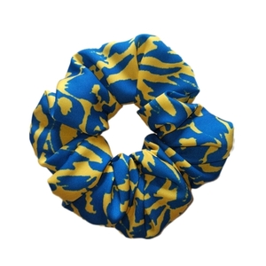 The makeba handmade blue-yellow zebra scrunchie - ύφασμα, λαστιχάκια μαλλιών