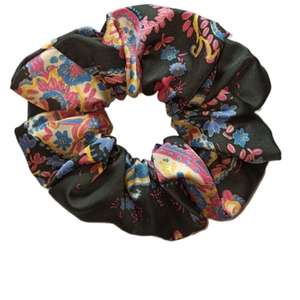 makeba handmade black lahouri colorful scrunchie - ύφασμα, λαστιχάκια μαλλιών - 3
