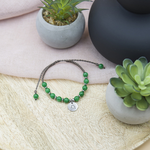 Βραχιόλι για το ζώδιο Ζυγός με Νεφρίτη ( Jade), μακραμέ - ημιπολύτιμες πέτρες, ατσάλι, ζώδια, boho, χεριού, αυξομειούμενα - 3
