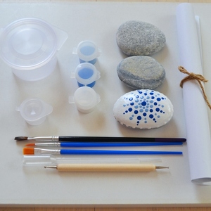 Μικρό κιτ ζωγραφικής βότσαλων για μεγαλύτερα παιδιά ή αρχάριους, με όλα τα απαραίτητα εργαλεία - πέτρα, διακοσμητικές πέτρες - 2