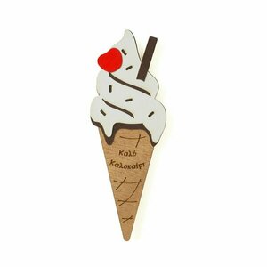 Δώρο για την δασκάλα, ξύλινο μαγνητάκι παγωτό "Καλό καλοκαίρι" - ξύλο, personalised, παγωτό, δώρα για δασκάλες, μαγνητάκια ψυγείου