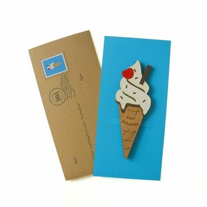 Δώρο για την δασκάλα, ξύλινο μαγνητάκι παγωτό "Καλό καλοκαίρι" - ξύλο, personalised, παγωτό, δώρα για δασκάλες, μαγνητάκια ψυγείου - 2