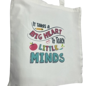 Υφασμάτινη tote bag Big heart to teach - ύφασμα, ώμου, all day, tote, η καλύτερη δασκάλα
