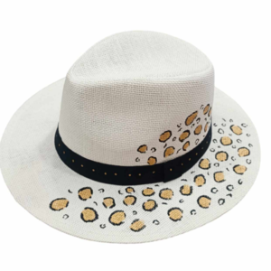Ψάθινο καπέλο - Safari Leopard - ζωγραφισμένα στο χέρι, χειροποίητα, ψάθινα