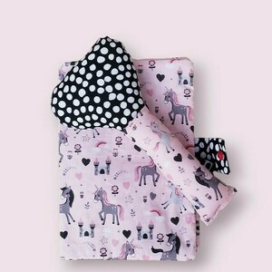 Κουδουνιστρα pink unicorn Βαμβακερό πανί πλενομενο Διαστάσεις 20*6 - κορίτσι, μασητικά μωρού - 2
