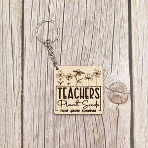 Μπρελόκ Teachers plant seeds - ξύλο, αυτοκινήτου, σπιτιού, για δασκάλους, η καλύτερη δασκάλα - 4
