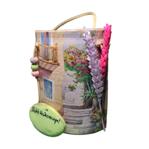 Κεραμίδι πήλινο με καλοκαιρινό θέμα και αποξηραμένα λουλούδια 10*8,5cm - πηλός, διακοσμητικά, δώρα για γυναίκες, για δασκάλους