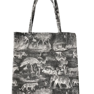 Τσάντα tote ασπρόμαυρη jungle print - ύφασμα, ώμου, all day, tote - 2