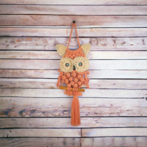 Κουκουβάγια macrame ροζ - μακραμέ, boho, διακοσμητικά - 3