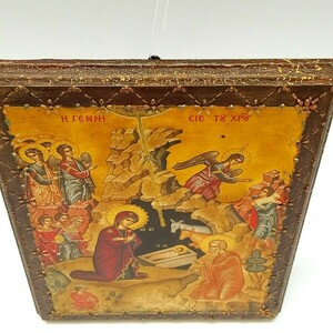 Χειροποίητη εικόνα ξύλινη "Η γέννηση του Ιησού" 30x24x2 - πίνακες & κάδρα - 4