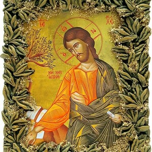 Χειροποίητη εικόνα "Ιησούς" σε κορνίζα 19x15x11 - πίνακες & κάδρα - 3