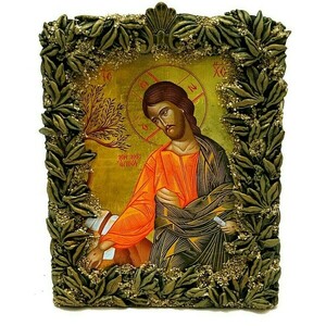 Χειροποίητη εικόνα "Ιησούς" σε κορνίζα 19x15x11 - πίνακες & κάδρα - 2