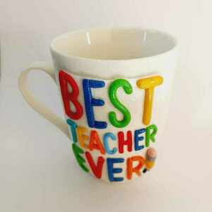 Δώρο για την δασκάλα κούπα με στοιχεία από πολυμερικό πηλό BEST TEACHER (ύψος 10,5 εκ, 360 ml) - πηλός, κούπες & φλυτζάνια, για δασκάλους, η καλύτερη δασκάλα - 5