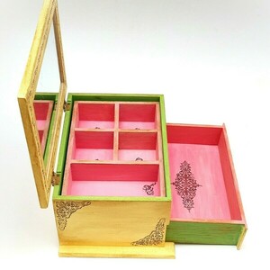 Ξύλινη κοσμηματοθήκη σε μπεζ χρώμα 12x28x18 - ξύλο, κουτί, οργάνωση & αποθήκευση, κοσμηματοθήκη - 5
