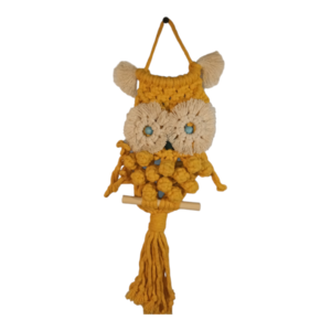 Κουκουβάγια macrame κίτρινη - μακραμέ, boho, διακοσμητικά