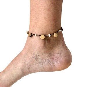 Βραχιόλι anklet γυάλινες χάντρες, ξύλινες λεπτομέρειες - ξύλο, γυαλί, χάντρες, ποδιού, αυξομειούμενα - 2