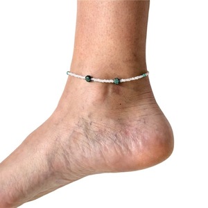 Βραχιόλι anklet γυάλινες χάντρες με σταυρούς - γυαλί, σταυρός, χάντρες, ποδιού, αυξομειούμενα - 2