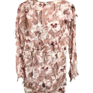 Φόρεμα κοντό με ανοιχτά μανίκια ροζ λουλούδια - mini, συνθετικό, λουλουδάτο - 3