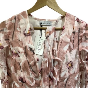 Φόρεμα κοντό με ανοιχτά μανίκια ροζ λουλούδια - mini, συνθετικό, λουλουδάτο - 4