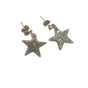Σκουλαρικι αστερι ρητινης με γεμισμα ημιπολυτιμεςπετρες, με κουμπωμα 18 καρατιων επιχρυσωμενο - ημιπολύτιμες πέτρες, γυαλί, αστέρι, ρητίνη, μικρά