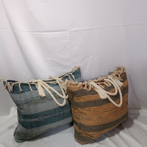 τσάντα θαλάσσης boho σε στυλ κουρελού πορτοκαλι-γκρι - ύφασμα, ώμου, μεγάλες, θαλάσσης - 5