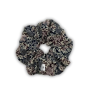 Leafy XL scrunchie - ύφασμα, φλοράλ, για τα μαλλιά, λαστιχάκια μαλλιών, μεγάλα scrunchies