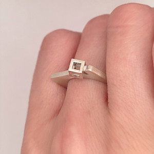 Γυναικείο δαχτυλίδι τετράγωνο με κύβο - ασήμι 925, γεωμετρικά σχέδια, σταθερά - 4