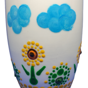Κούπα πορσελάνης λευκή με χειροποίητο σχέδιο "λουλούδια dot" . - χειροποίητα, πορσελάνη, κούπες & φλυτζάνια, πρακτικό δωρο - 4