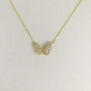 Κολιέ Χρυσή Πεταλούδα με Διάφανα Ζιργκόν - charms, πεταλούδα, κοντά, ατσάλι, φθηνά