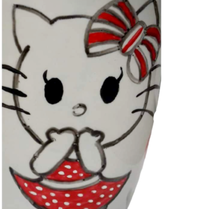 Κούπα πορσελάνης λευκή με χειροποίητο σχέδιο "Hello Kitty" ζωγραφισμένο με πινέλο. - χειροποίητα, πορσελάνη, κούπες & φλυτζάνια, πρακτικό δωρο