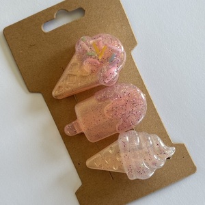 Pink ice cream clips - πλαστικό, εποξική ρητίνη, hair clips
