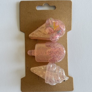 Pink ice cream clips - πλαστικό, εποξική ρητίνη, hair clips - 2