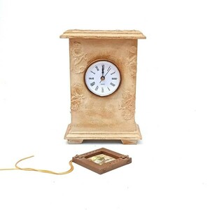 Ξύλινο ρολόι σε μπεζ αποχρώσεις 19x14x7 - ξύλο, κουτί, οργάνωση & αποθήκευση, επιτραπέζια