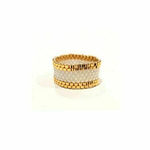 Delica miyuki ring with goldplated 24k - γυαλί, επιχρυσωμένα, χάντρες, miyuki delica, σταθερά - 2