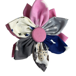Κοκκαλάκι μαλλιών λουλούδι σε ροζ, γκρι, μπλε αποχρώσεις - ύφασμα, hair clips