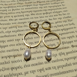 Summer in the Sun earrings - ημιπολύτιμες πέτρες, μαργαριτάρι, ατσάλι, μεγάλα, καρφάκι - 3