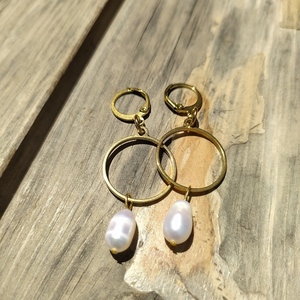 Summer in the Sun earrings - ημιπολύτιμες πέτρες, μαργαριτάρι, ατσάλι, μεγάλα, καρφάκι - 4