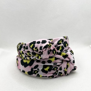 Neon leopard knot hairband - ύφασμα, για τα μαλλιά, στέκες - 2