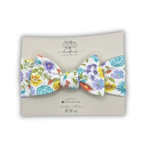 Pastel flowers baby bow headband - ύφασμα, φιόγκος, βρεφικά, αξεσουάρ μωρού, headbands - 2