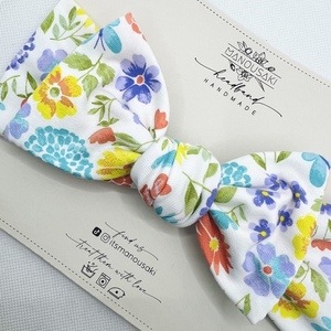 Pastel flowers baby bow headband - ύφασμα, φιόγκος, βρεφικά, αξεσουάρ μωρού, headbands - 3