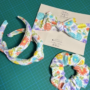 Pastel flowers baby bow headband - ύφασμα, φιόγκος, βρεφικά, αξεσουάρ μωρού, headbands - 4