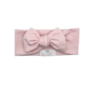 Soft pink baby bow headband - ύφασμα, βρεφικά, αξεσουάρ μωρού, κορδέλες μαλλιών
