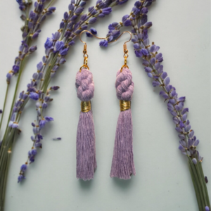 BOHO EARRINGS PURPLE - με φούντες, μακριά, ατσάλι, boho, γάντζος - 3