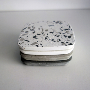 Σετ 4 Σουβέρ grey scale TERRAZZO από τσιμέντο 10cm X 10cm - σουβέρ, τσιμέντο, σετ δώρου, είδη σερβιρίσματος - 5