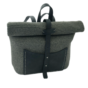 Πλεκτή τσάντα πλάτης με δερμάτινα λουριά & σύστημα οργάνωσης - δέρμα, νήμα, πλάτης, μεγάλες, all day