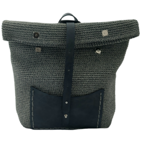 Πλεκτή τσάντα πλάτης με δερμάτινα λουριά & σύστημα οργάνωσης - δέρμα, νήμα, πλάτης, μεγάλες, all day - 2
