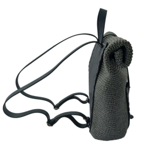 Πλεκτή τσάντα πλάτης με δερμάτινα λουριά & σύστημα οργάνωσης - δέρμα, νήμα, πλάτης, μεγάλες, all day - 3